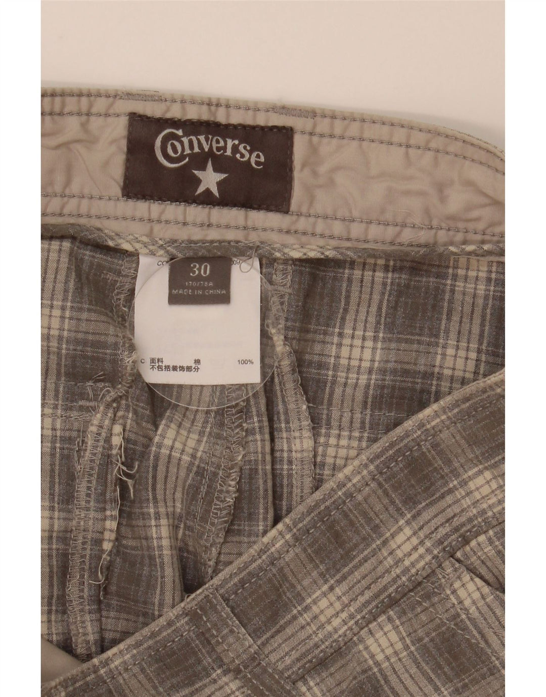 Converse Mens Cargo Shorts W30 Medium Grey Check
