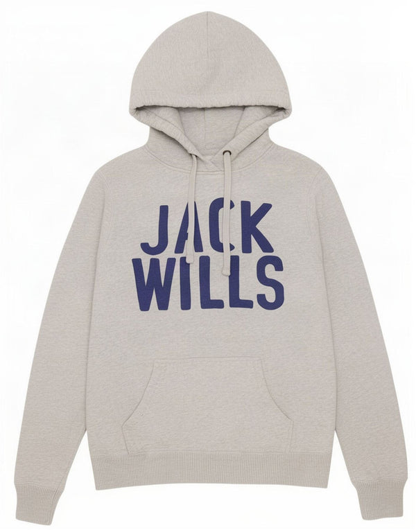 Jack Wills Pull à capuche graphique pour femme UK 12 Gris moyen Coton