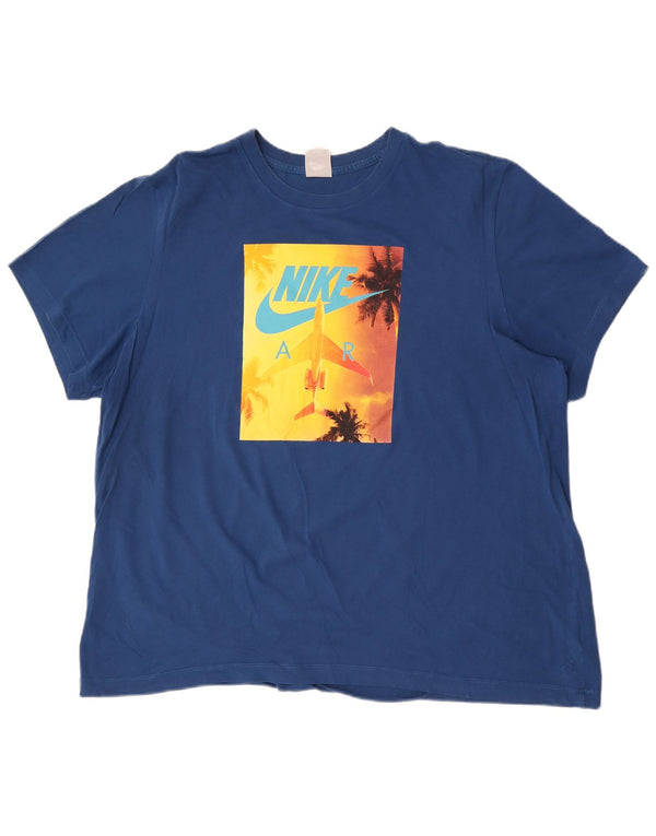 Nike Herren Grafik T-Shirt Top 2XL Blau Baumwolle