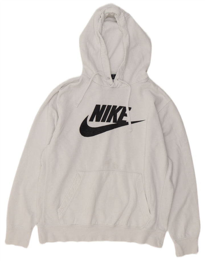 Nike Mens Graphic Hoodie Jumper Large White Cotton