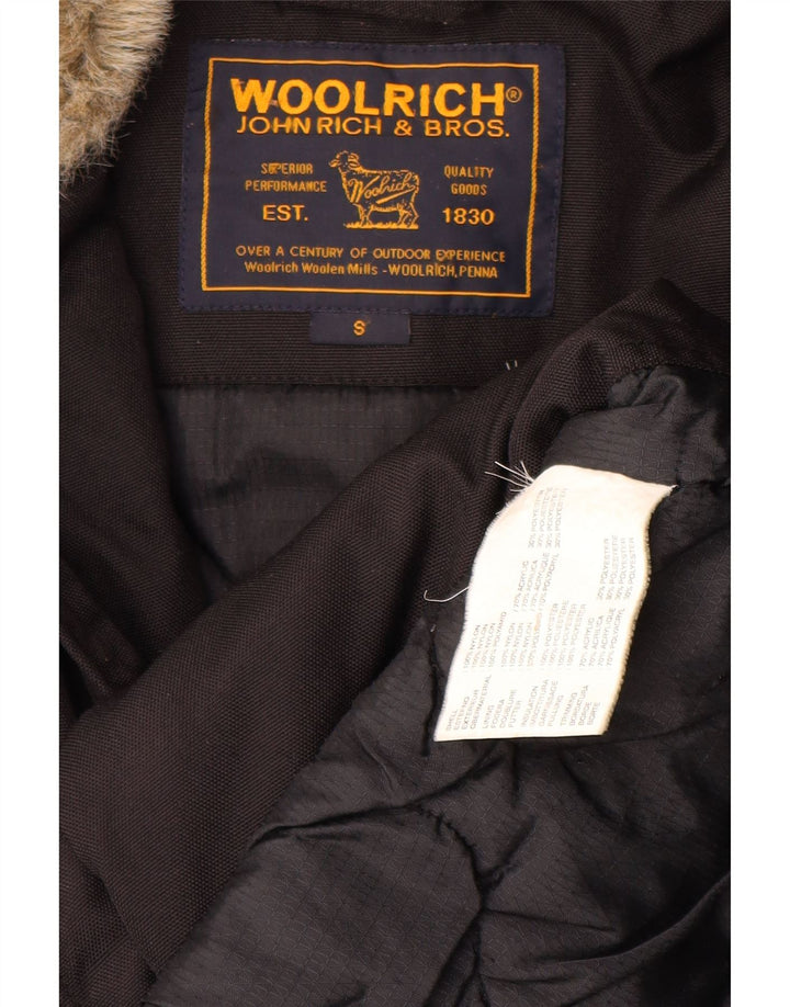 Woolrich Mens Hooded Parka Jacket UK 36 Small Black Polyester