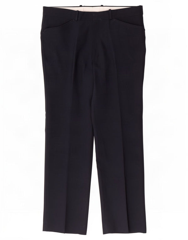 Farah Mens Straight Casual Trousers W36 L30 Navy Blue Polyester