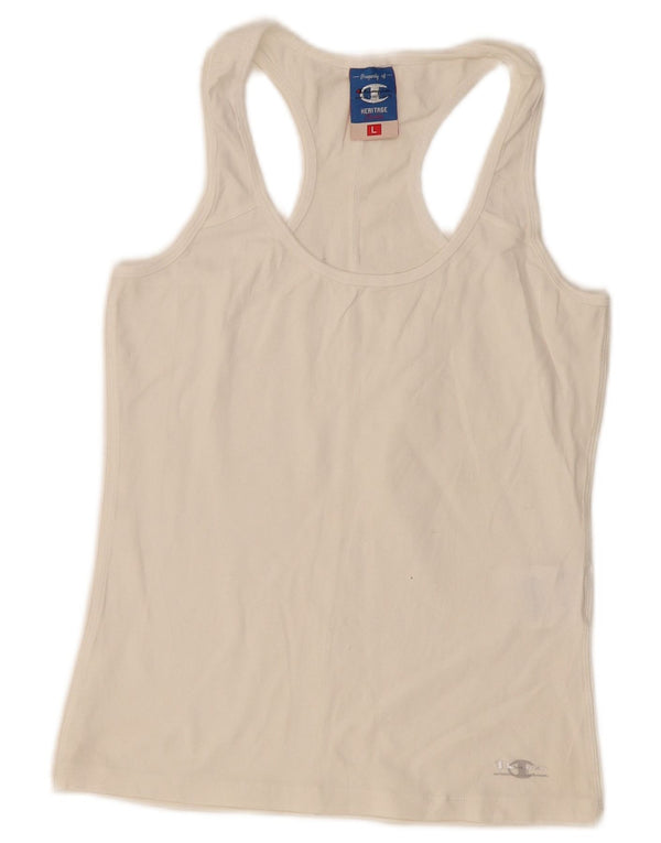 Champion Womens Vest Top UK 14 Large White Cotton