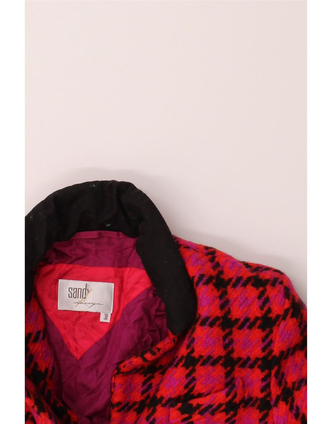 VINTAGE Womens 3 Button Blazer Jacket IT 38 XS Red Check Wool Vintage Vintage and Second-Hand Vintage from Messina Hembry 