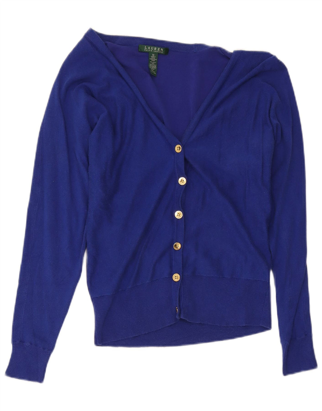 Ralph Lauren Womens Cardigan Sweater UK 12 Medium Blue Silk