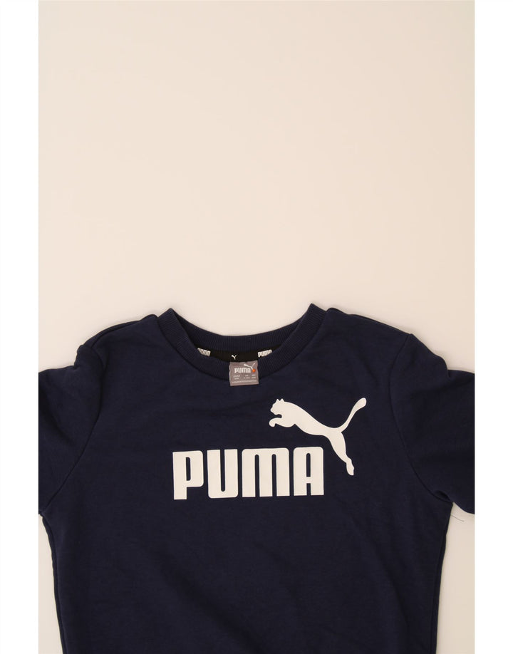 PUMA Boys Graphic Sweatshirt Jumper 9-10 Years Medium Navy Blue Cotton Vintage Puma and Second-Hand Puma from Messina Hembry 