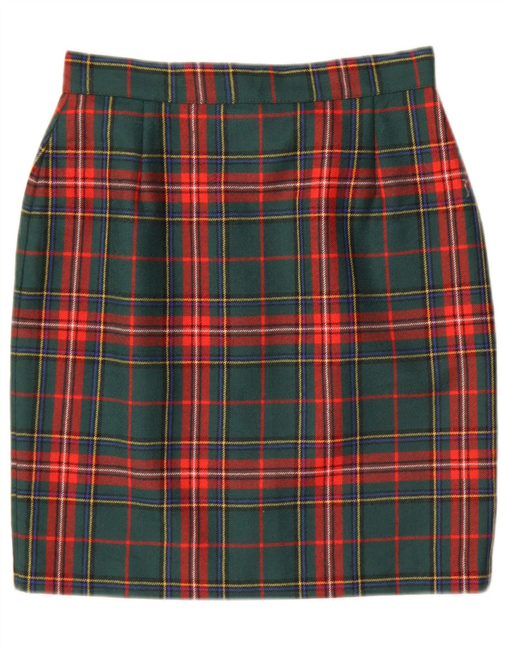 Vintage Womens Pencil Skirt IT 42 Medium W28  Green Plaid Wool