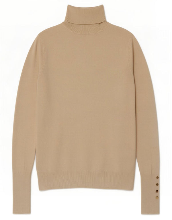 Maglione maglione collo alto da donna Zara UK 10 piccolo beige