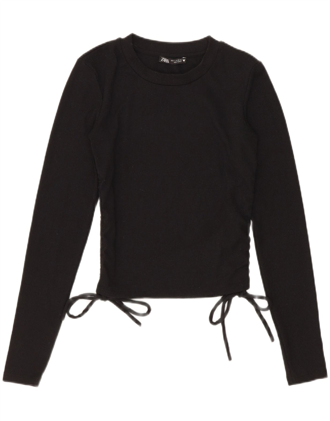 Zara Womens Crop Top Langærmet UK 8 Small Black Polyester