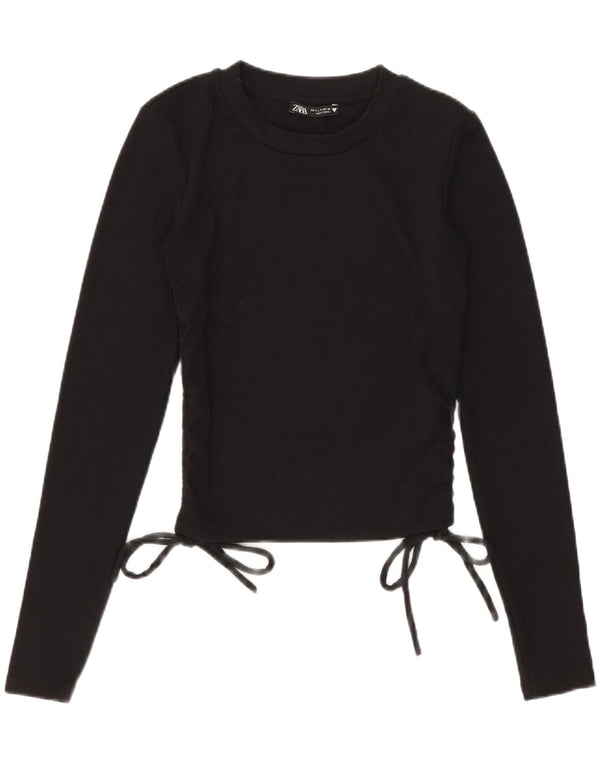 Zara Γυναικείο τοπ μακρυμάνικο UK 8 Small μαύρο πολυεστέρα
