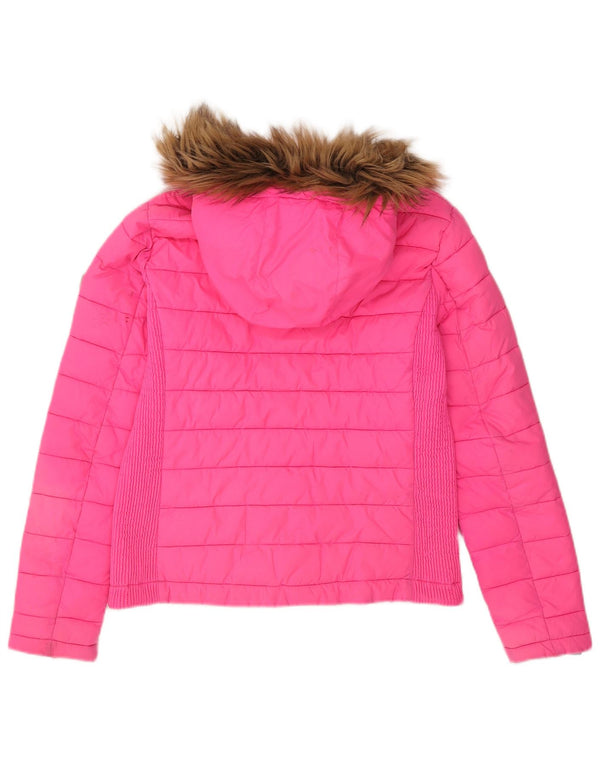 Superdry Veste matelassée à capuche pour femme UK 14 Large Rose Polyester