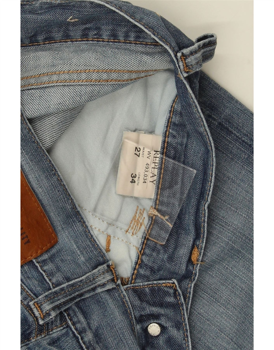 REPLAY Womens Straight Jeans W27 L30 Blue Cotton