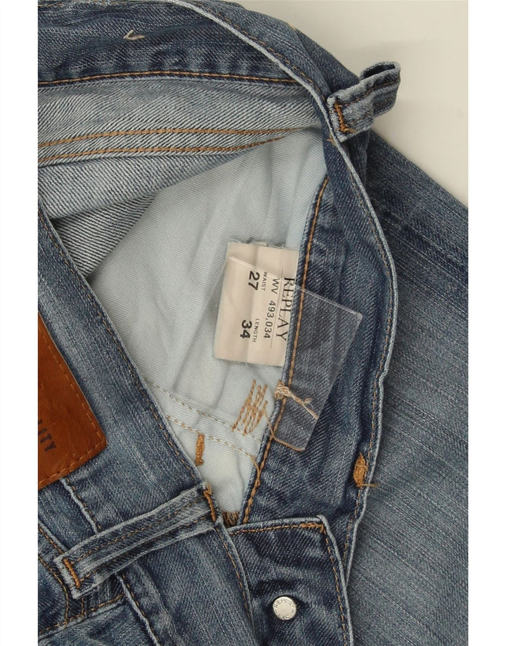 REPLAY Womens Straight Jeans W27 L30 Blue Cotton