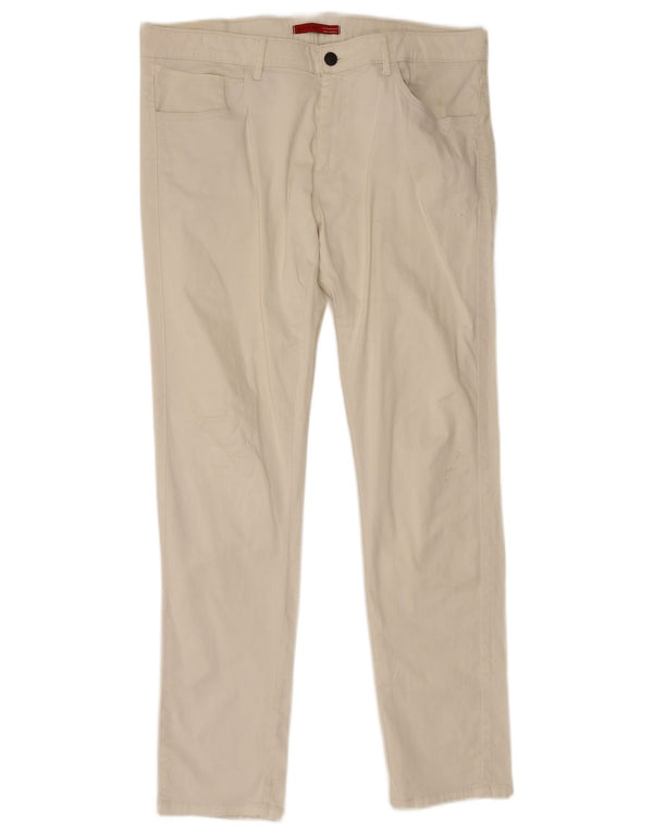 Zara Mens Straight Casual Trousers EU 46 XL W36 L32 White Cotton