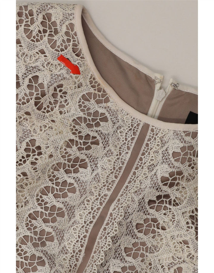 PHASE EIGHT Womens Sheath Dress UK 14 Medium Beige Floral Polyester Vintage Phase Eight and Second-Hand Phase Eight from Messina Hembry 