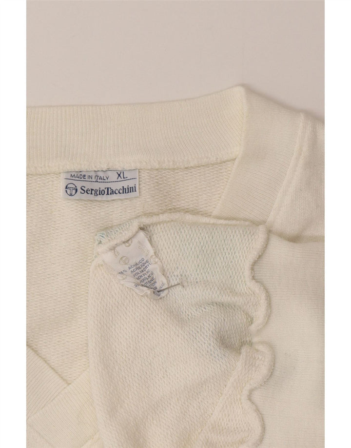 Sergio Tacchini Mens Vest Top XL White Colourblock Acrylic
