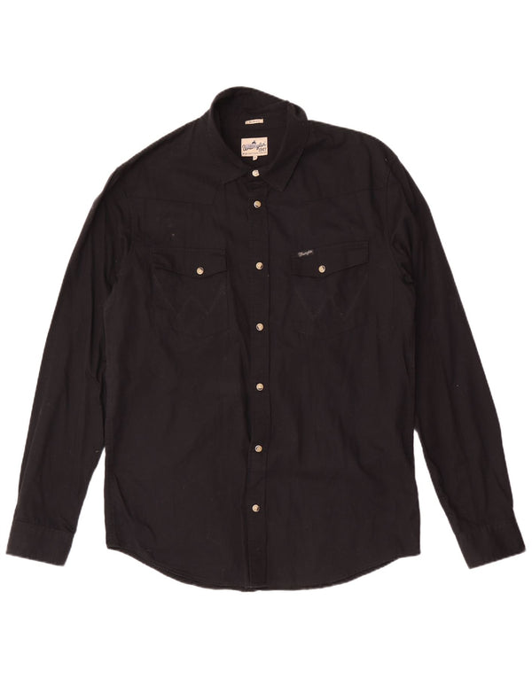 Wrangler Mens Slim Fit Shirt XL Black Cotton
