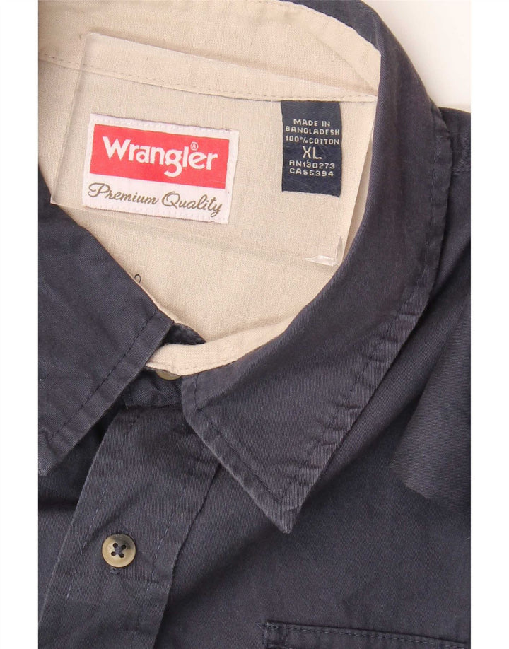 Wrangler Mens Short Sleeve Shirt XL Navy Blue Cotton
