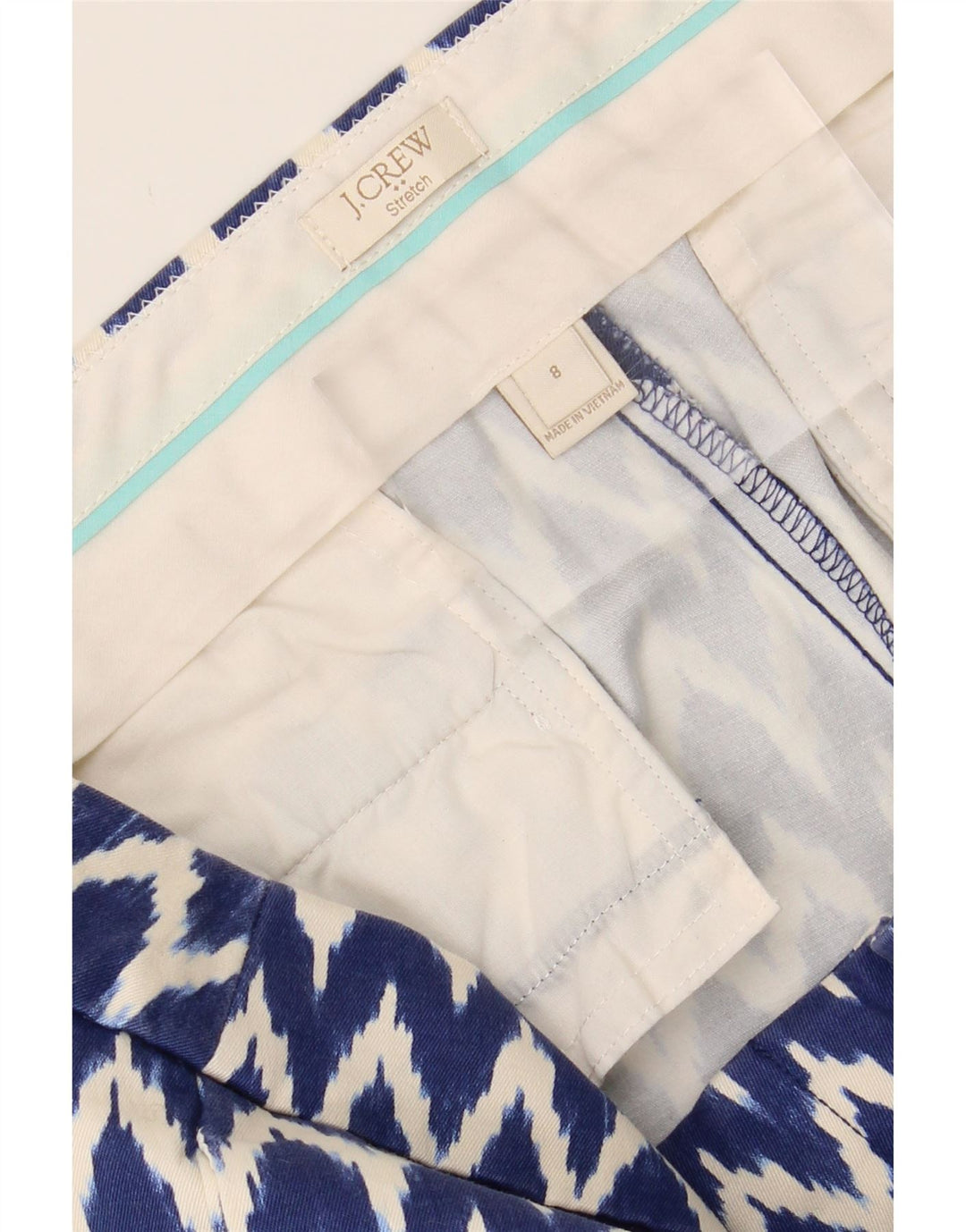 J. CREW Womens Chino Shorts US 8 Medium W33 Blue Chevron Cotton Vintage J. Crew and Second-Hand J. Crew from Messina Hembry 
