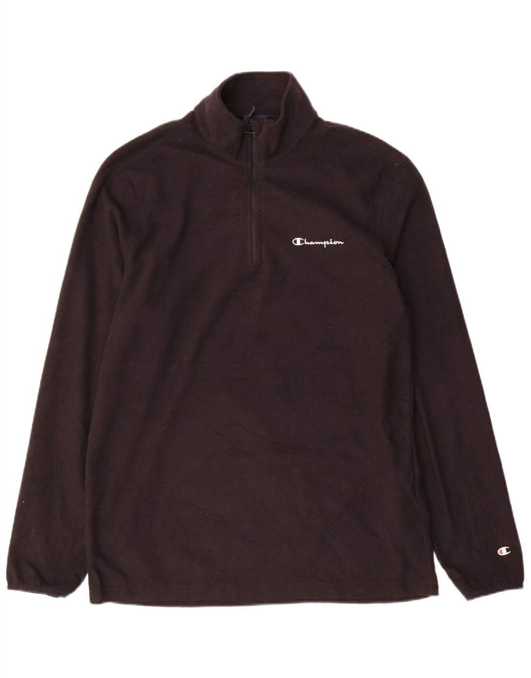 CHAMPION Mens Zip Neck Fleece Jumper XL Black Polyester
