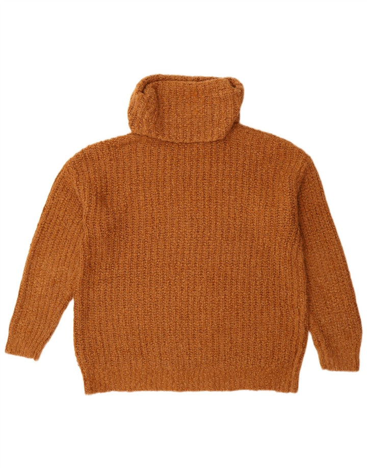 Marks & Spencer Womens Oversized Roll Neck Jumper Sweater UK 10 Small Brown