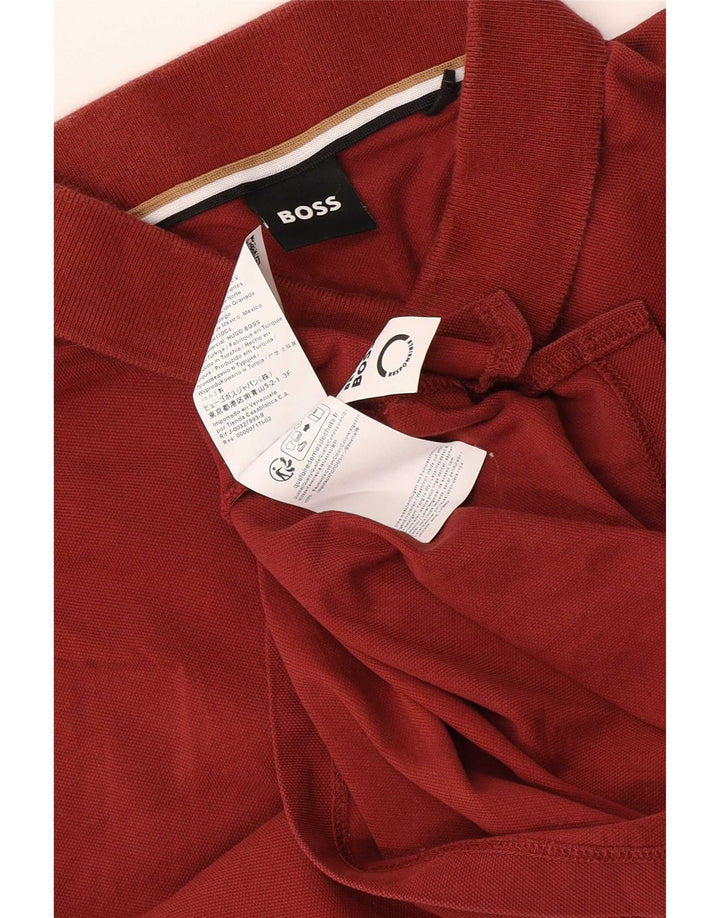HUGO BOSS Mens Polo Shirt Small Brown Cotton