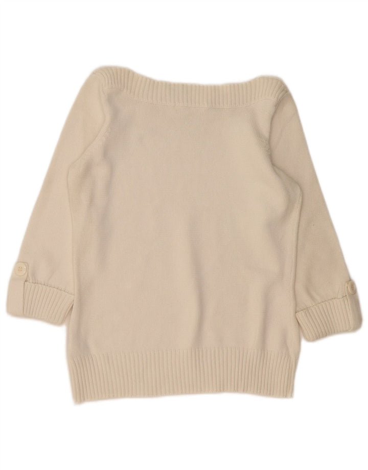 Marks & Spencer Womens Boat Neck Jumper Sweater UK 12 Medium Off White