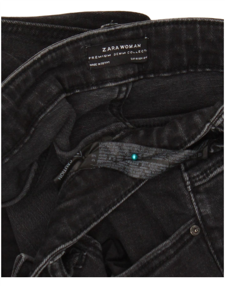 Zara Womens High Rise Flared Jeans EU 40 Medium W30 L34 Black Cotton