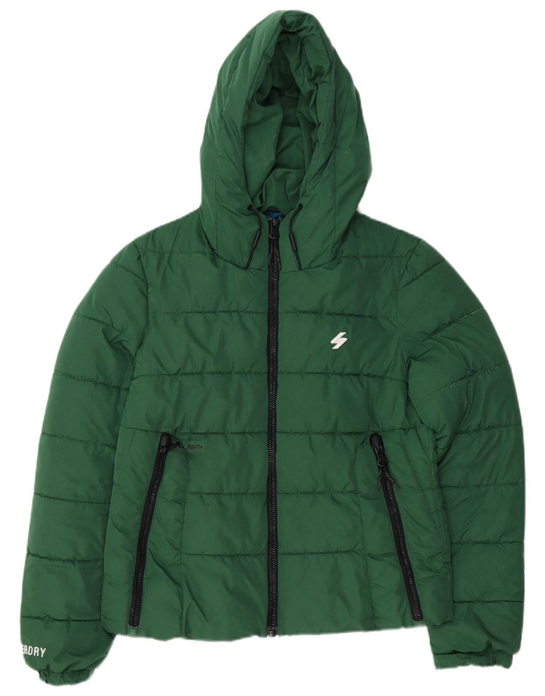 Superdry oversize polstret jakke med hætte til kvinder UK 10 Lille grøn polyester