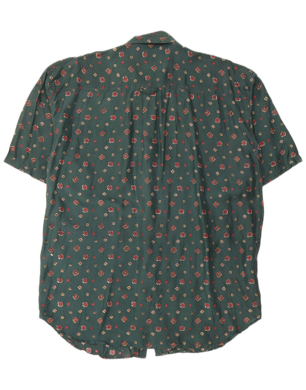 Fuzi Silks Camisa de manga corta para hombre grande verde floral