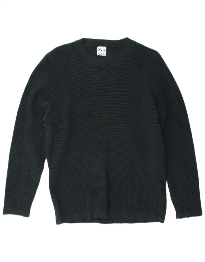 Zara Pull Col Ras Du Cou Homme Vert Moyen
