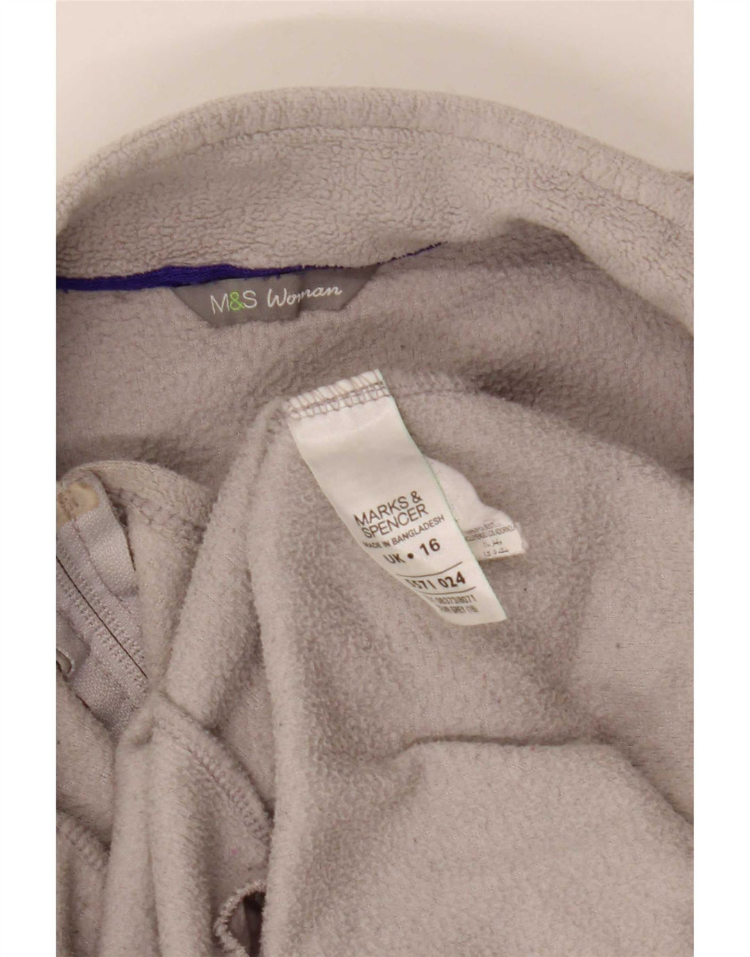 Marks & Spencer Womens Fleece Jacket UK 16 Large Grey Polyester