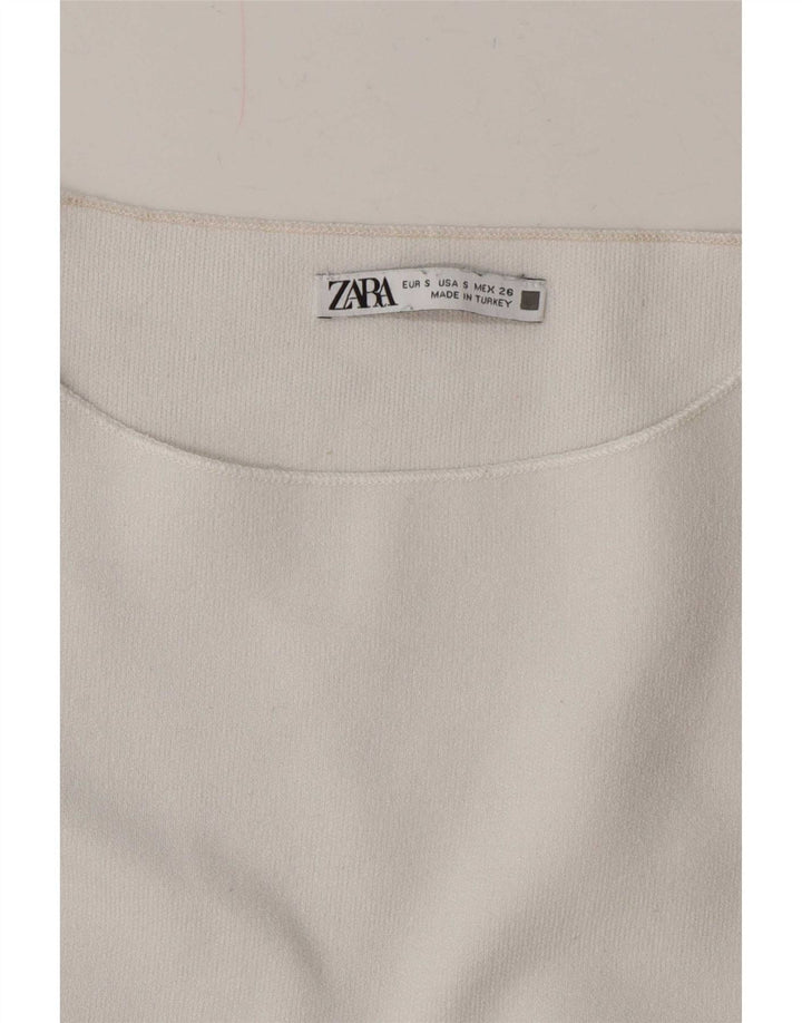Bluză Zara pentru femei Crop Batwing Top UK 8 Small White