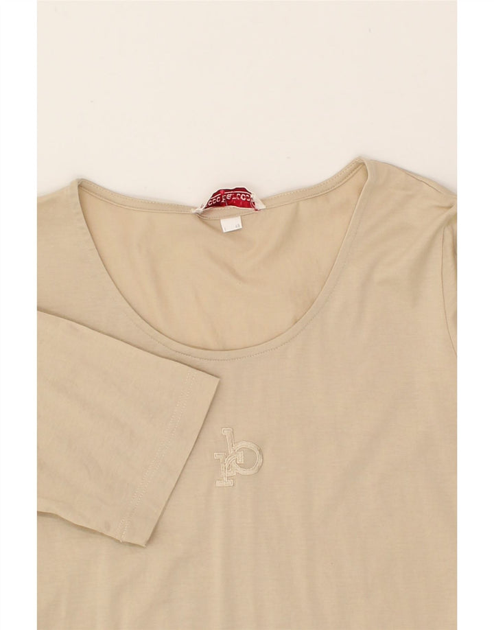 ROCCOBAROCCO Womens T-Shirt Top IT 48 XL Beige Cotton Vintage Roccobarocco and Second-Hand Roccobarocco from Messina Hembry 