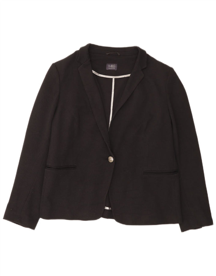 Marks & Spencer Chaqueta tipo blazer con 1 botón para mujer UK 20 2XL Algodón negro