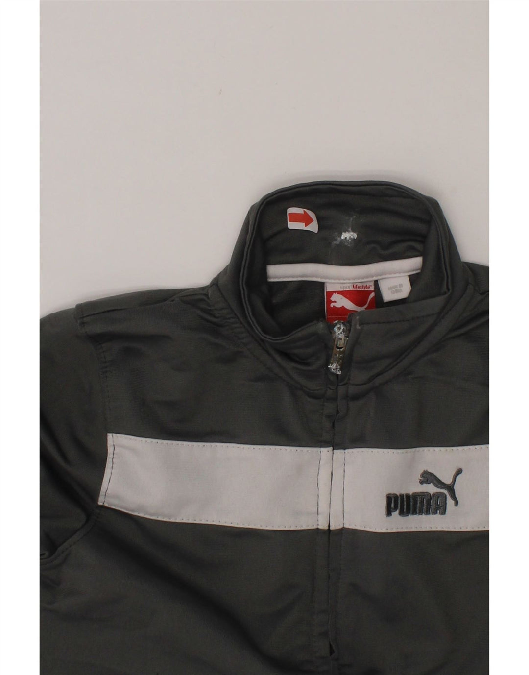PUMA Boys Tracksuit Top Jacket 5-6 Years Grey Colourblock Polyester Vintage Puma and Second-Hand Puma from Messina Hembry 