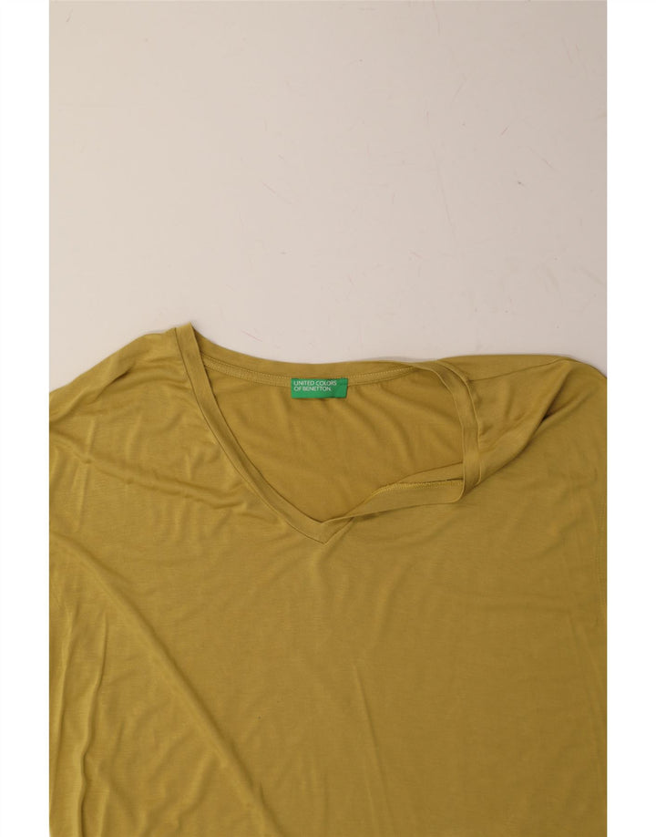 BENETTON Womens T-Shirt Top UK 14 Medium Yellow Viscose Vintage Benetton and Second-Hand Benetton from Messina Hembry 