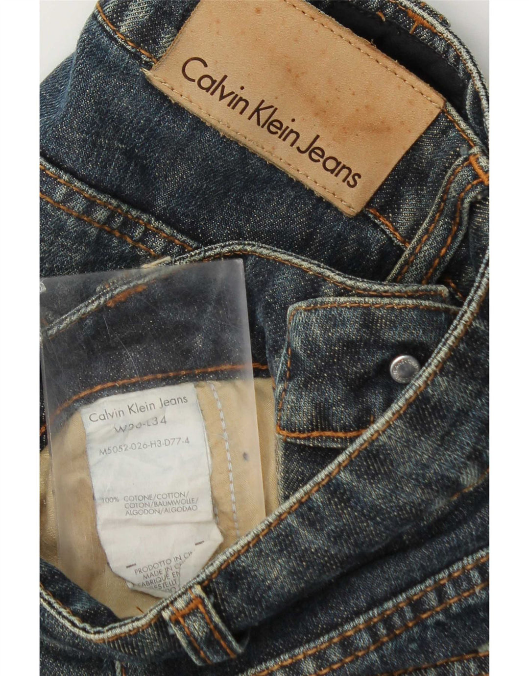 Calvin Klein Mens Straight Jeans W36 L28 Blue Cotton