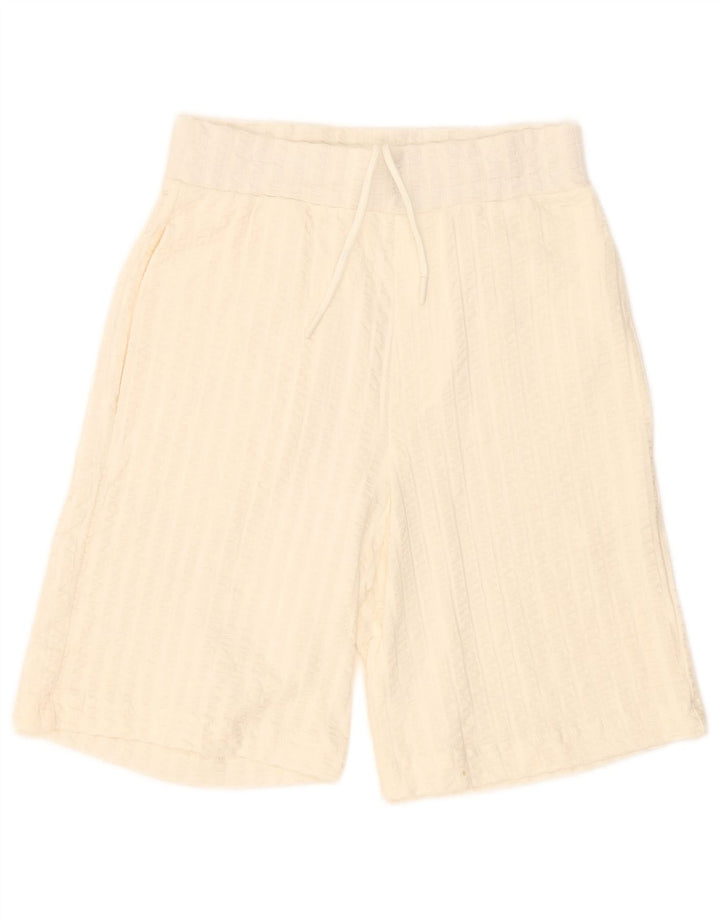 Zara Mens Sport Shorts Small Off White Striped Cotton