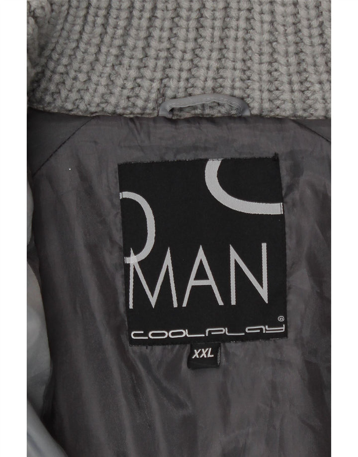 Vintage Mens Padded Jacket UK 44 2XL Grey Polyester