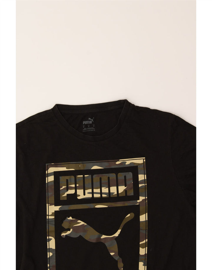 PUMA Mens Graphic T-Shirt Top Medium Black Cotton Vintage Puma and Second-Hand Puma from Messina Hembry 