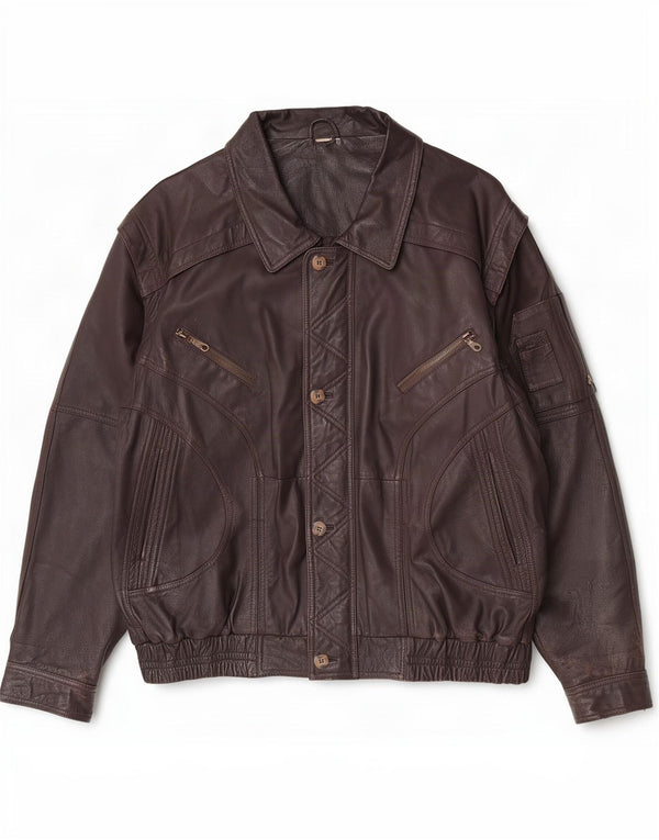 Vintage Mens Leather Jacket UK 42 XL Brown