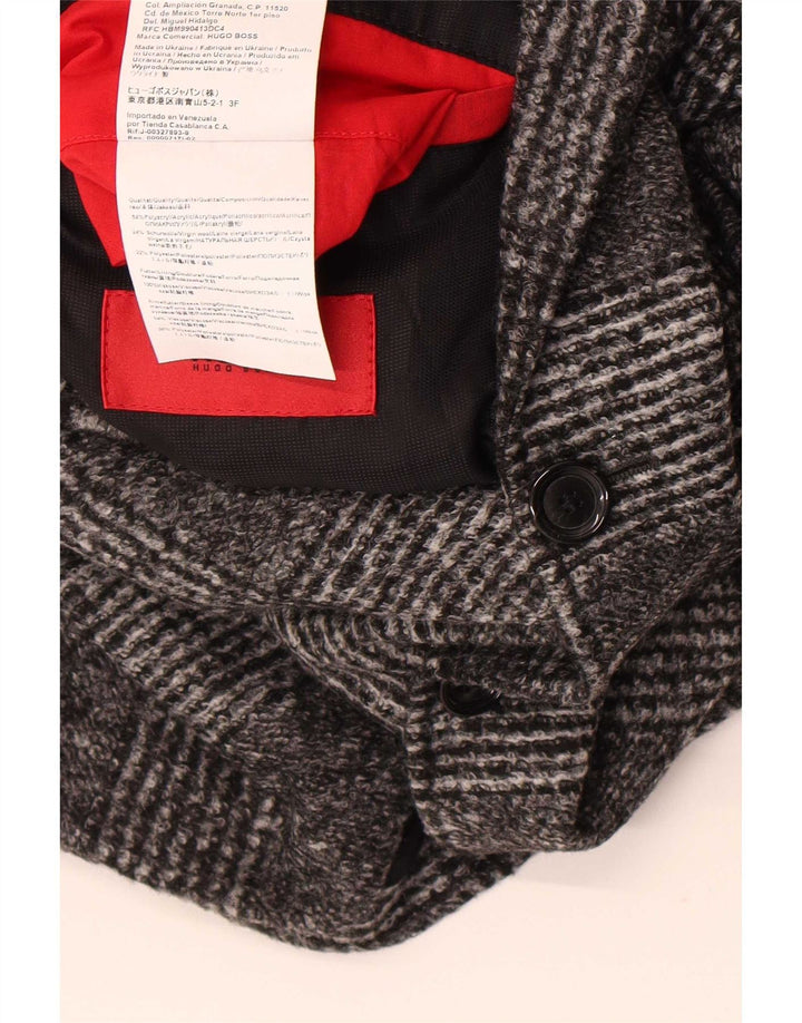 Hugo Boss Chaqueta tipo blazer de 2 botones para hombre EU 46 Small Grey Check Poliacrílico
