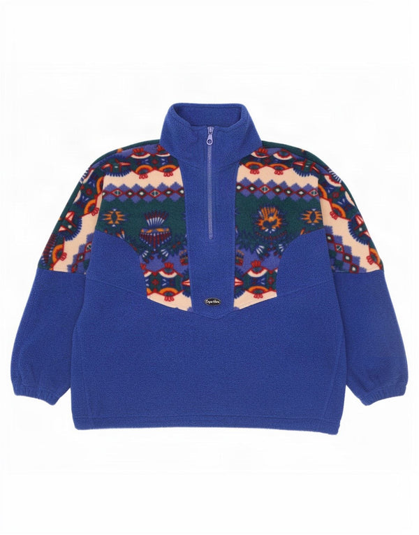 Cape Horn Mens Zip Neck Fleece Jumper Medium Blue Geometric Polyester