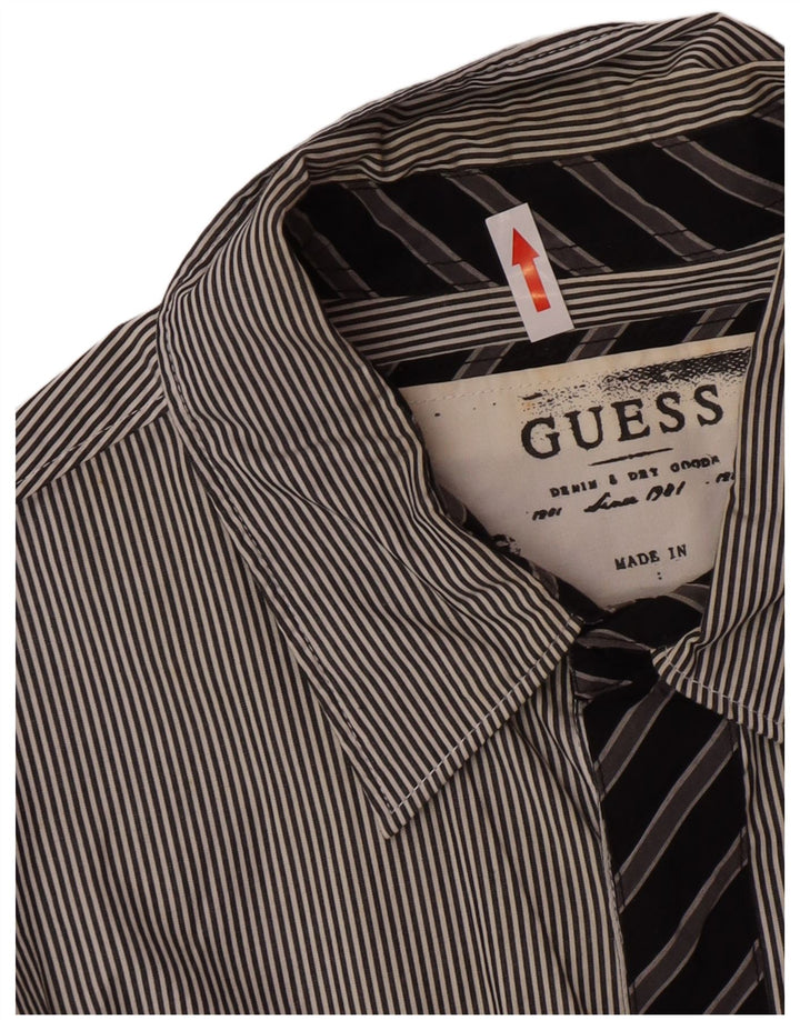 Guess Mens Classic Fit Shirt Large Grey Striped Cotton