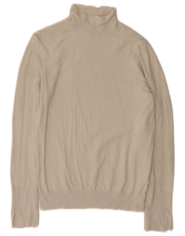 Zara - Jersey con cuello vuelto para mujer, talla 40, viscosa blanca mediana