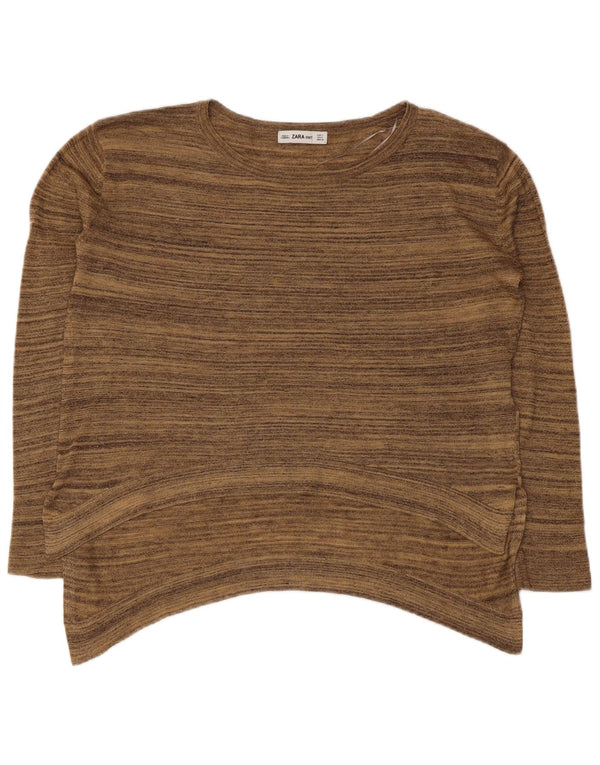 Maglione Zara da donna oversize con scollo a barca UK 10 piccolo a righe marroni