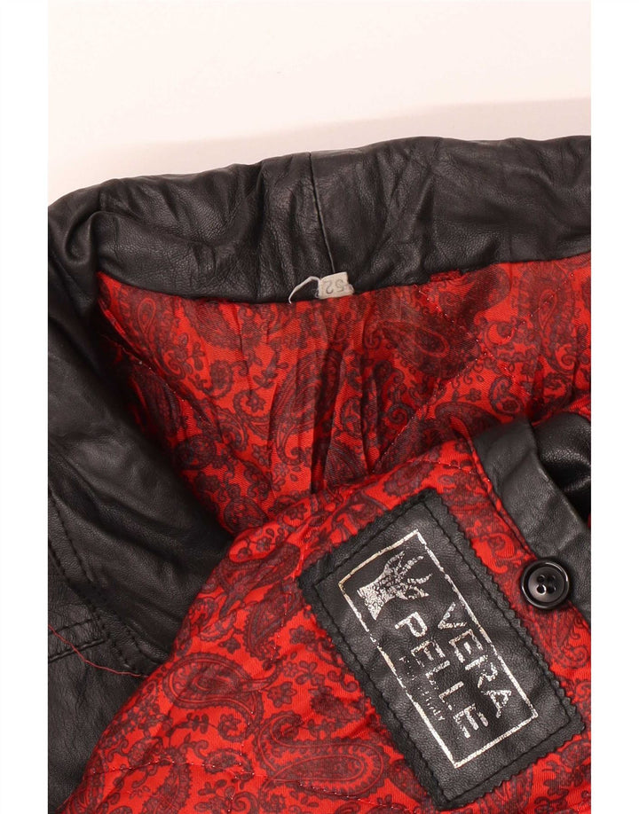 Chaqueta de cuero vintage para hombre IT 52 XL Negro