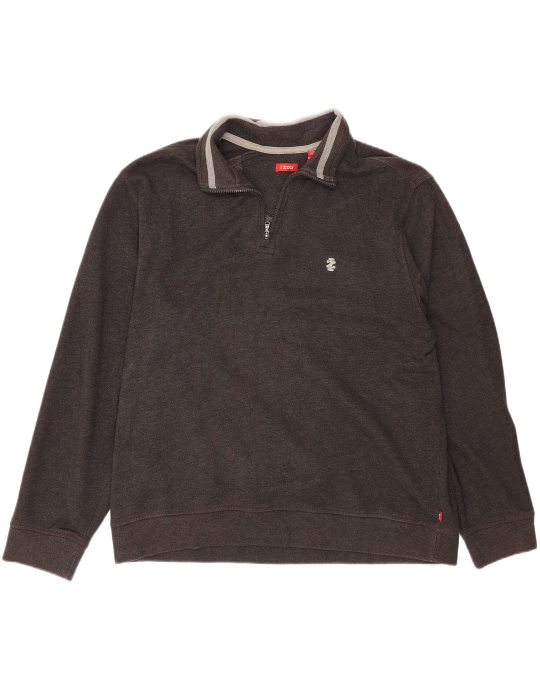 IZOD Mens Zip Neck Sweatshirt Jumper 2XL Grey Cotton Vintage Izod and Second-Hand Izod from Messina Hembry 