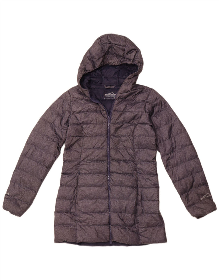 EDDIE BAUER Womens Hooded Padded Coat UK 10 Small Navy Blue Polyester